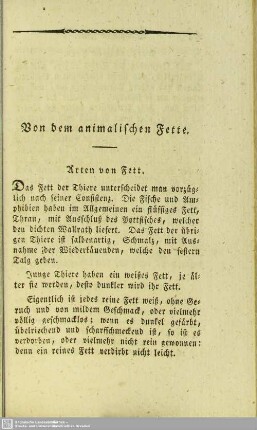 Von dem animalischen Fette