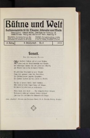Sonett. Von Hermann Burte.