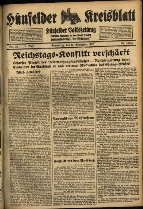 Zweite Ausgabe vom Donnerstag, den 15. September 1932.