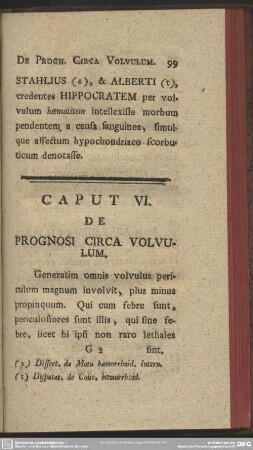 Caput VI. De Prognosi Circa Volvulum