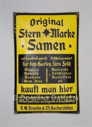 Reklameschild "Original Stern-Marke Samen"