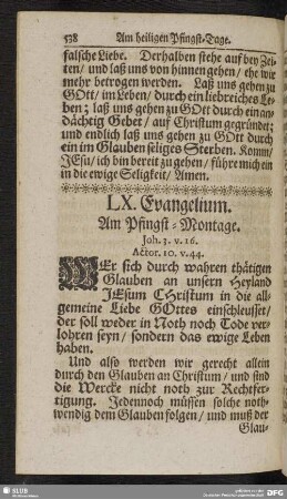 LX. Evangelium. Am Pfingst-Montage