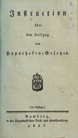 Instruction über den Vollzug des Hypotheken-Gesetzes