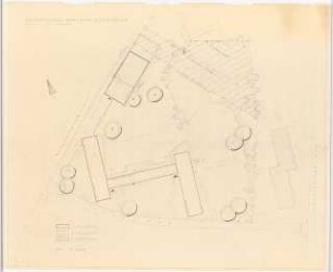 Grünflächen an der Volksschule, Köln-Zollstock: Lageplan Bauabschnitte 1:250 (Zeichnung des Architekten)