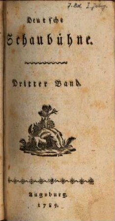 Deutsche Schaubühne. 7 = Jg. 1,Bd. 3. 1789