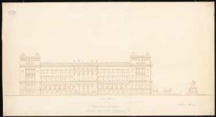 Reichstag, Berlin Erster Wettbewerb: Aufriss Seitenansicht