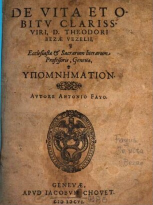 De vita et obitu Theodori Bezae vezelii