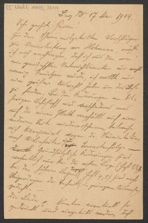 Brief an B. Schott's Söhne : 17.05.1914