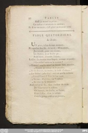 Fable Quatorzieme. Le Trésor.