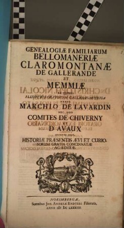 Genealogiae Familiarum Bellomaneriae, Claromontanae De Gallerande Et Memmiae