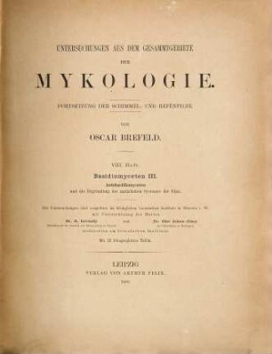 Botanische Untersuchungen über Schimmelpilze, 8