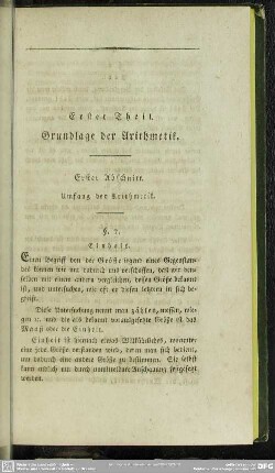 Erster Theil. Grundlage der Arithmetik