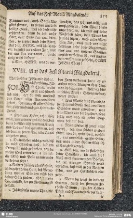 XVIII. Auf das Fest Mariä Magdalenä