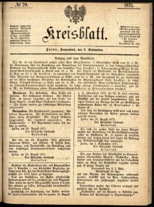Ausgabe vom Samstag, den 02. September 1871.