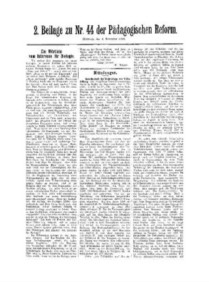 Ein Wörtlein vom Interesse für Biologie : 2. Beilage zu Nr. 44 der Pädagogischen Reform