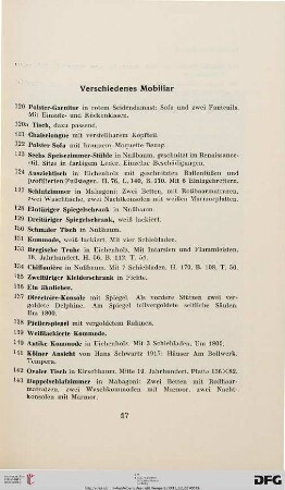 Verschiedenes Mobiliar (Nr. 120-148)
