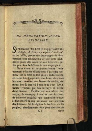 De L'Education D'une Princesse