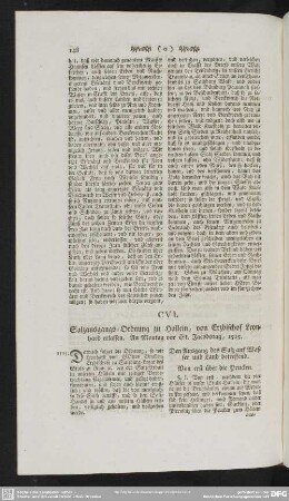 CVI. Salzausgangs-Ordnung zu Hallein, von Erzbischof Leonhard erlassen. An Montag vor St. Jacobstag, 1515