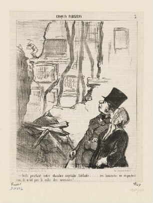 Voilà pourtant notre chambre nuptiale ..., Blatt 5 der Folge "Croquis Parisiens", in: "Le Charivari", Paris 1853