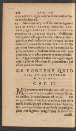 De Pondere Quid Sit, Et De Eiusdem Divisione. Cap. II.