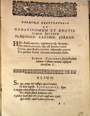 Carmina Gratulatoria In Honorem ...Dn. Johannis Casimiri Jordani Heidelbergensis Pal. Et Dn. Johannis Georgii Theis Leünensis Solm. Cum ipsis ... Summus In Philosophia Gradus ... Decerneretur ...