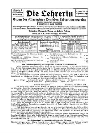 XII. Generalversammlung des Allgemeinen Deutschen Lehrerinnenvereins