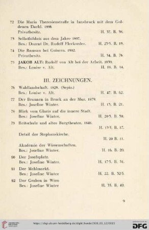 III. Zeichnungen (Nr. 76-88)