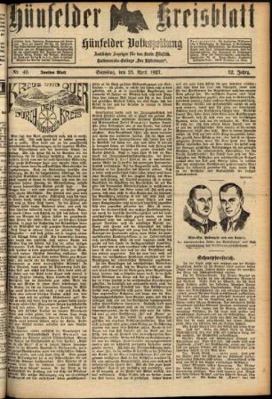 Zweite Ausgabe vom Samstag, den 23. April 1927.