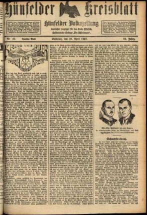 Zweite Ausgabe vom Samstag, den 23. April 1927.