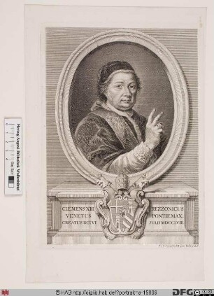 Bildnis Papst Clemens XIII. (Carlo Rezzonico) (reg. 6. 7. 1758 - 2. 2. 1769)