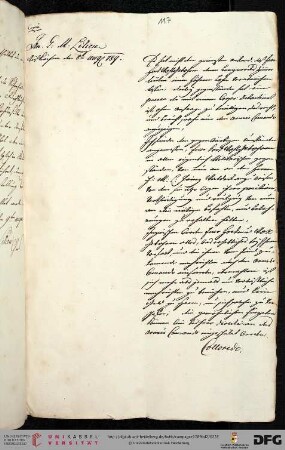 Schreiben von Feldmarschall Graf v. Colloredo