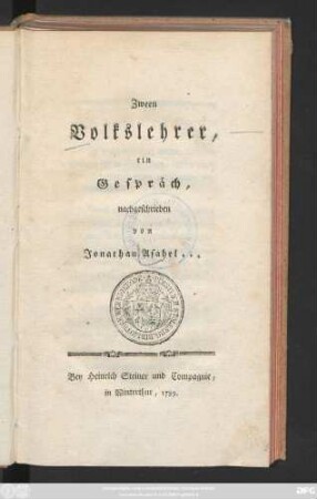 Zween Volkslehrer : ein Gespräch