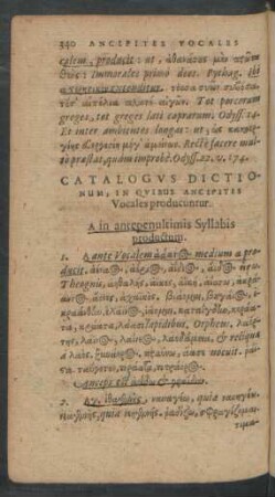 Catalogus Dictionum, In Quibus Ancipites Vocales producuntur.