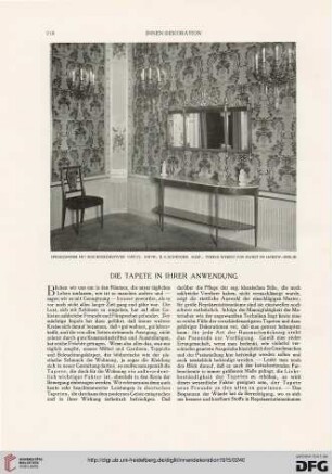 Die Tapete in ihrer Anwendung
