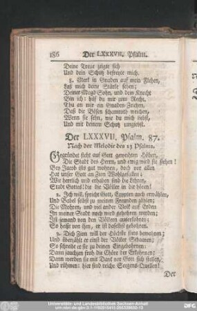 Der LXXXVII. Psalm. 87.