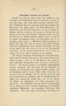 Anderweitige Interessen und Arbeiten