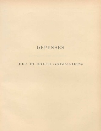 Dépenses des budgets ordinaires