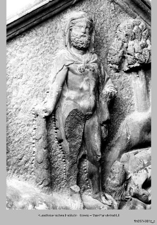Erschaffung des Menschen und erste Erfindungen : Herkules mit dem erschlagenen Cacus, als Befreiung der Erde von Ungeheuern