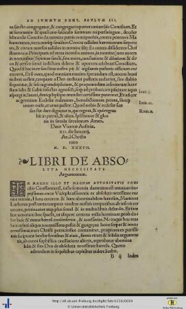 Libri De Absoluta Necessitate