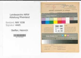 Entnazifizierung Heinrich Steffen , geb. 13.11.1914 (Bahnbeamter)