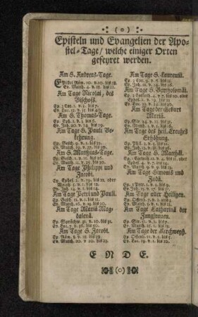 Episteln und Evangelien der Apostel-Tage/ welche einiger Orten gefeyret werden.