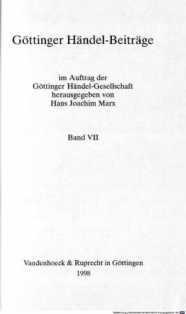 Göttinger Händel-Beiträge. 7
