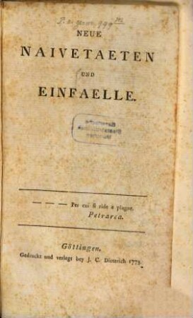Neue Naivetaeten Und Einfaelle