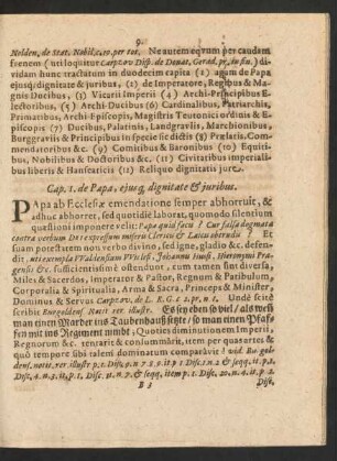 Cap. 1. de Papa, eiusque dignitate et juribus.