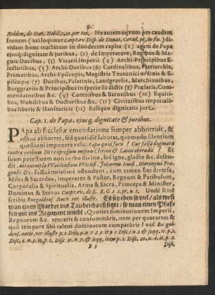 Cap. 1. de Papa, eiusque dignitate et juribus.