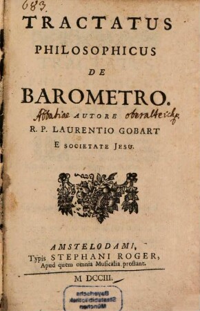 Tractatus philosophicus de barometro