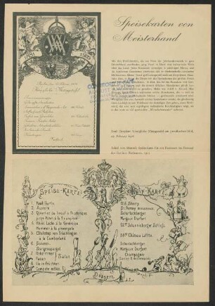 Speisekarten von Meisterhand