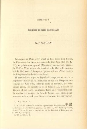 Chapitre X - Dixièmes annales principales - Hiao-Wen