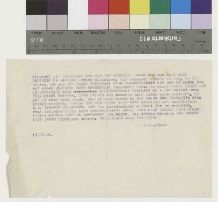 Bruno Taut ("Glas") an die "Gläserne Kette"