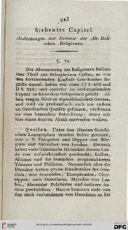 Siebentes Capitel: Andeutungen zur Historie der Alt-Italischen Religionen